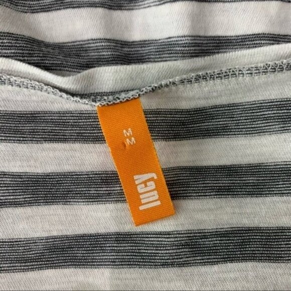 Lucy Women's Long Sleeve Tee Top Medium Gray White - Picture 4 of 5